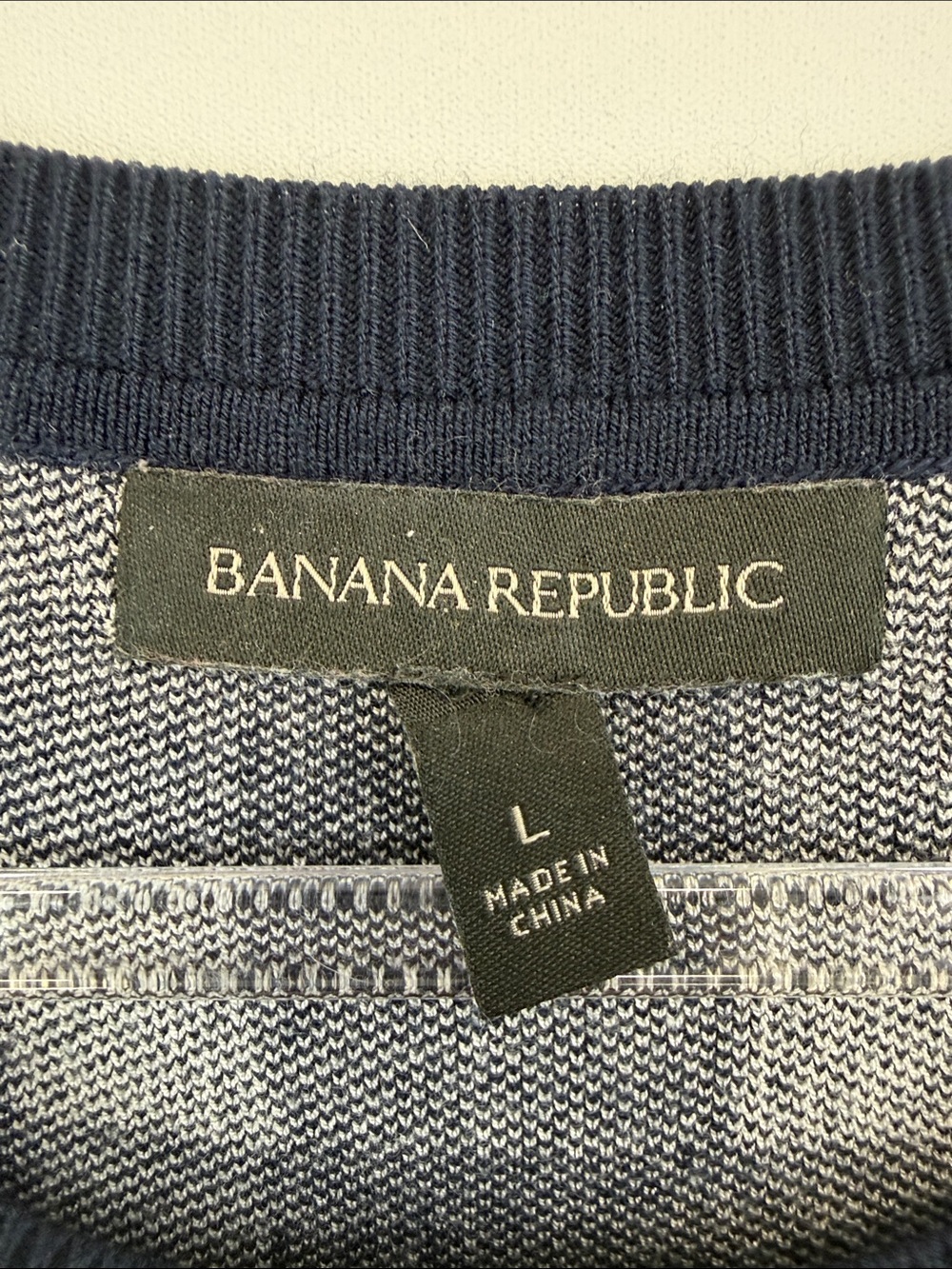 Banana Republic Navy Gingham Sweater Knit Midi Dress Short Sleeve Size L - Picture 4 of 8